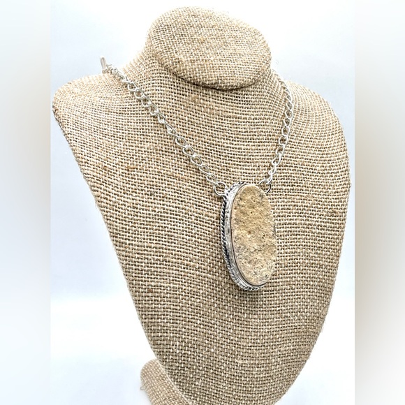 Dendritic Fossil Pendant Necklace 15” - 17” - Picture 7 of 9